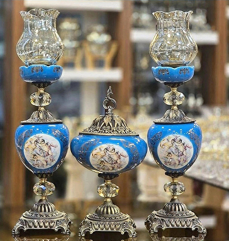 شمعدان فرشته آنتیک سرامیکی لعابی کد jshi/2f