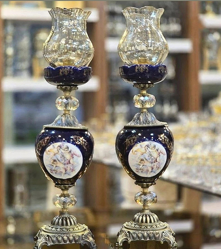 شمعدان فرشته آنتیک سرامیکی لعابی کد jshi/2f