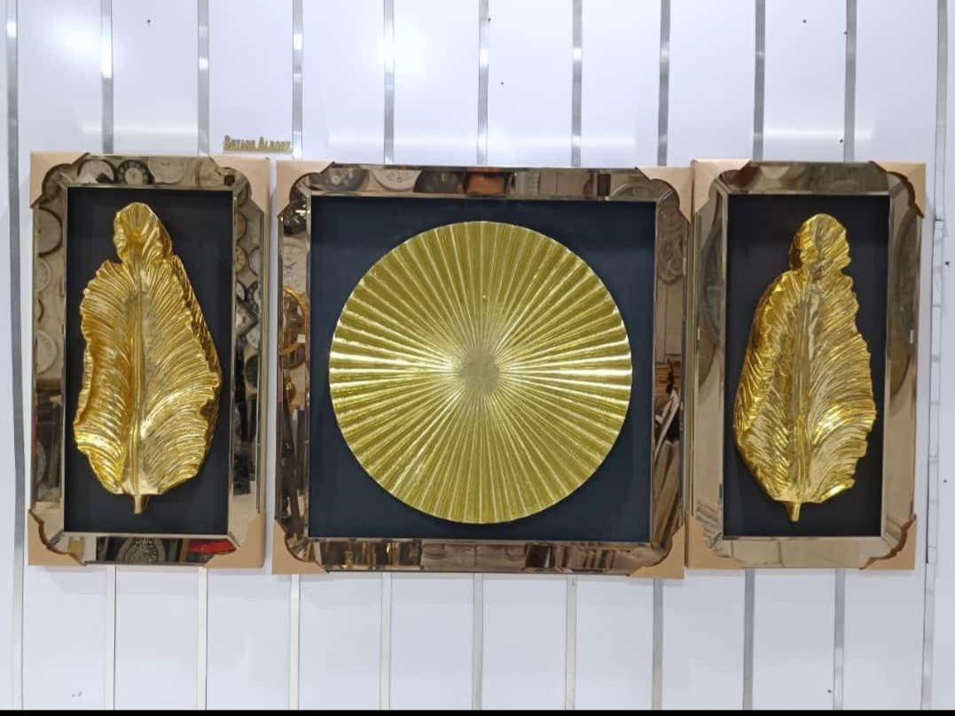 تابلو ۳ تکه آینه ای پر و خورشید