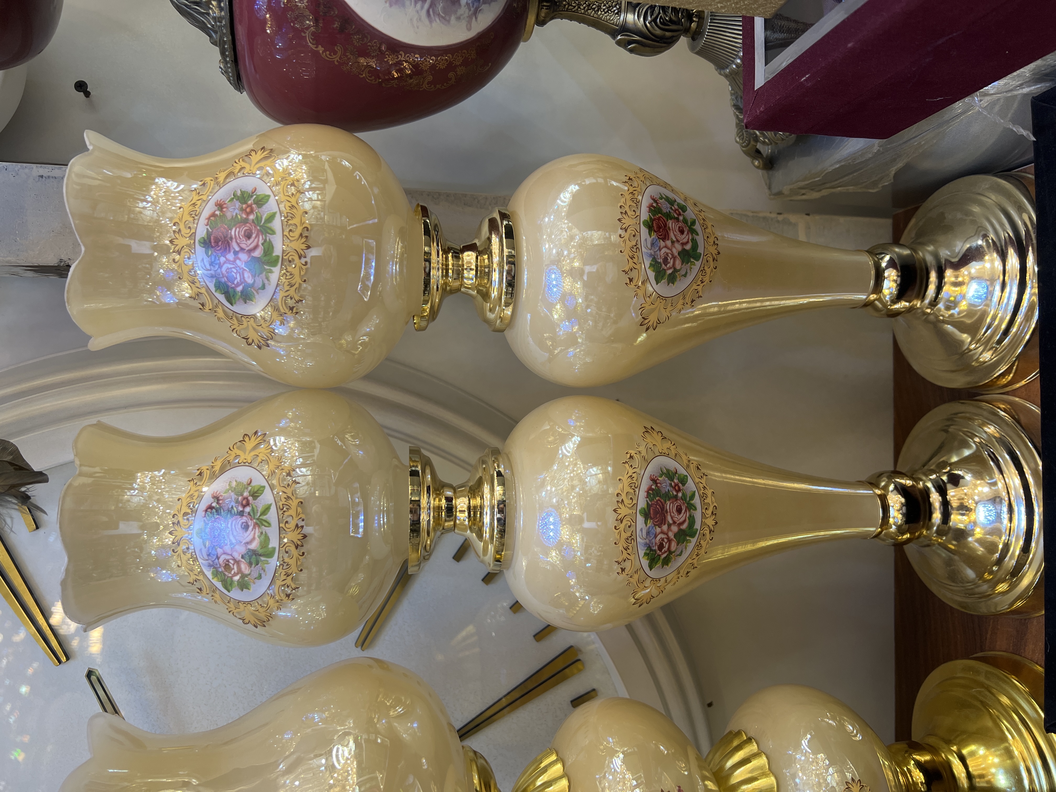 شمعدان کرم طلایی رز آویز دار جفتی کد njroze56