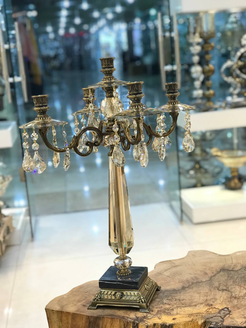 شمعدان ۵ شعله رومیزی سلطنتی کریستالی کد chm/9050