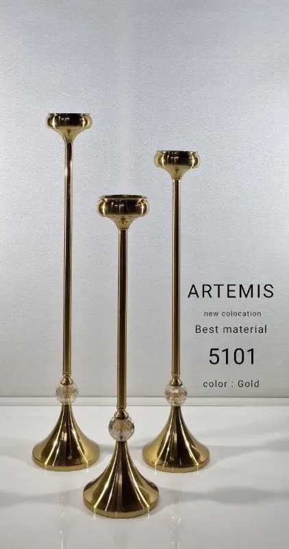 شمعدان کنار سالنی‌ سه سایز آرتمیس کد‌ ۵۱۰۱