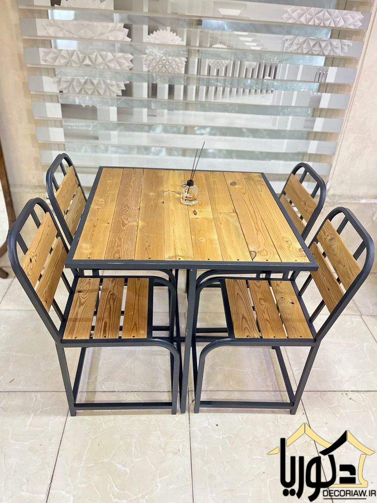 میز ناهار خوری ترکیب چوب و فلزی ۲ نفره/۴ نفره کد mw/024