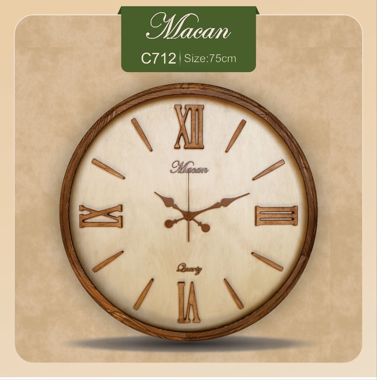 ساعت دیواری چوبی ماکان کد C612/712