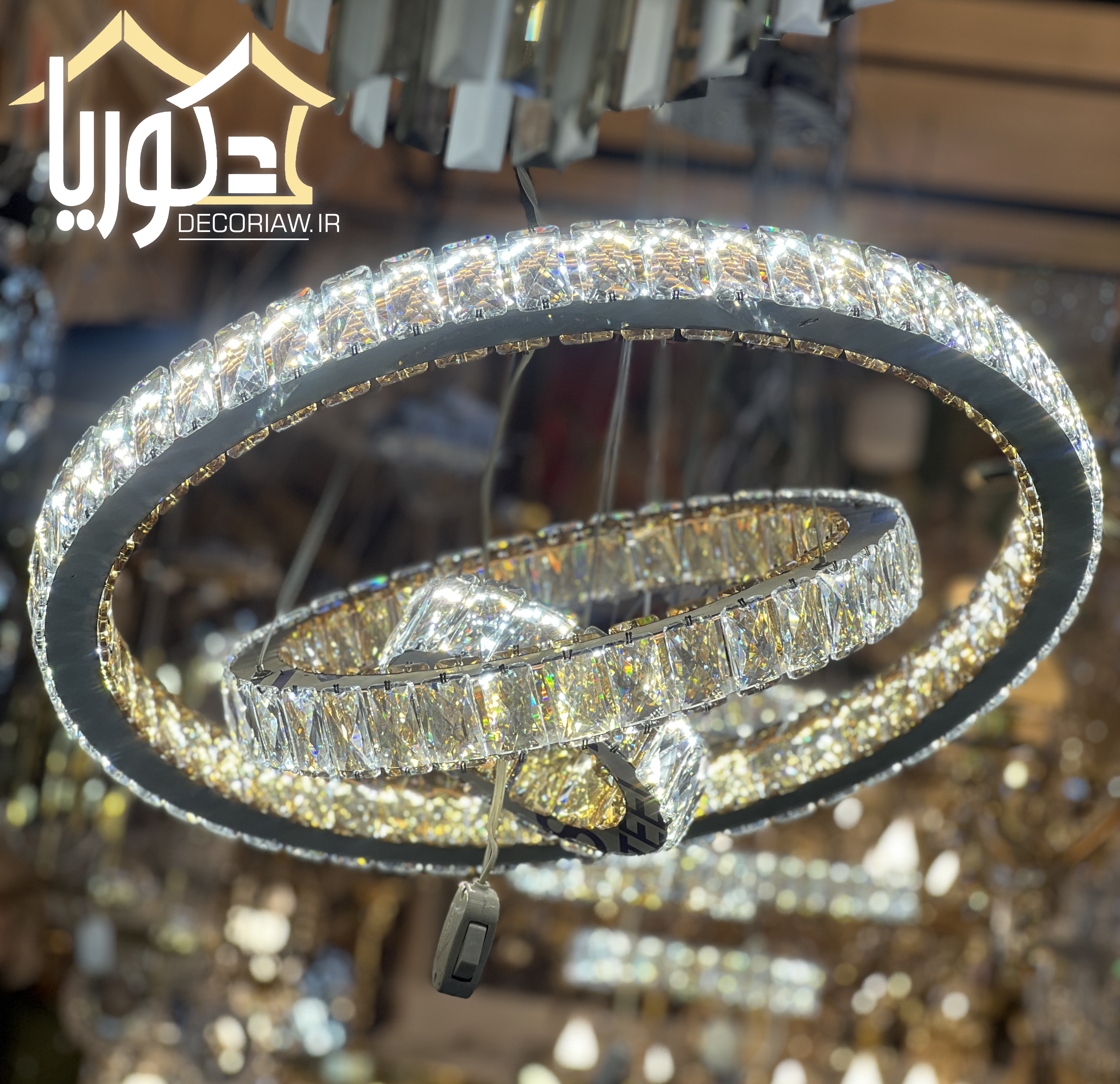 لوستر کهکشانی کریستالی سه حلقه و دو حلقه کد 32k6040