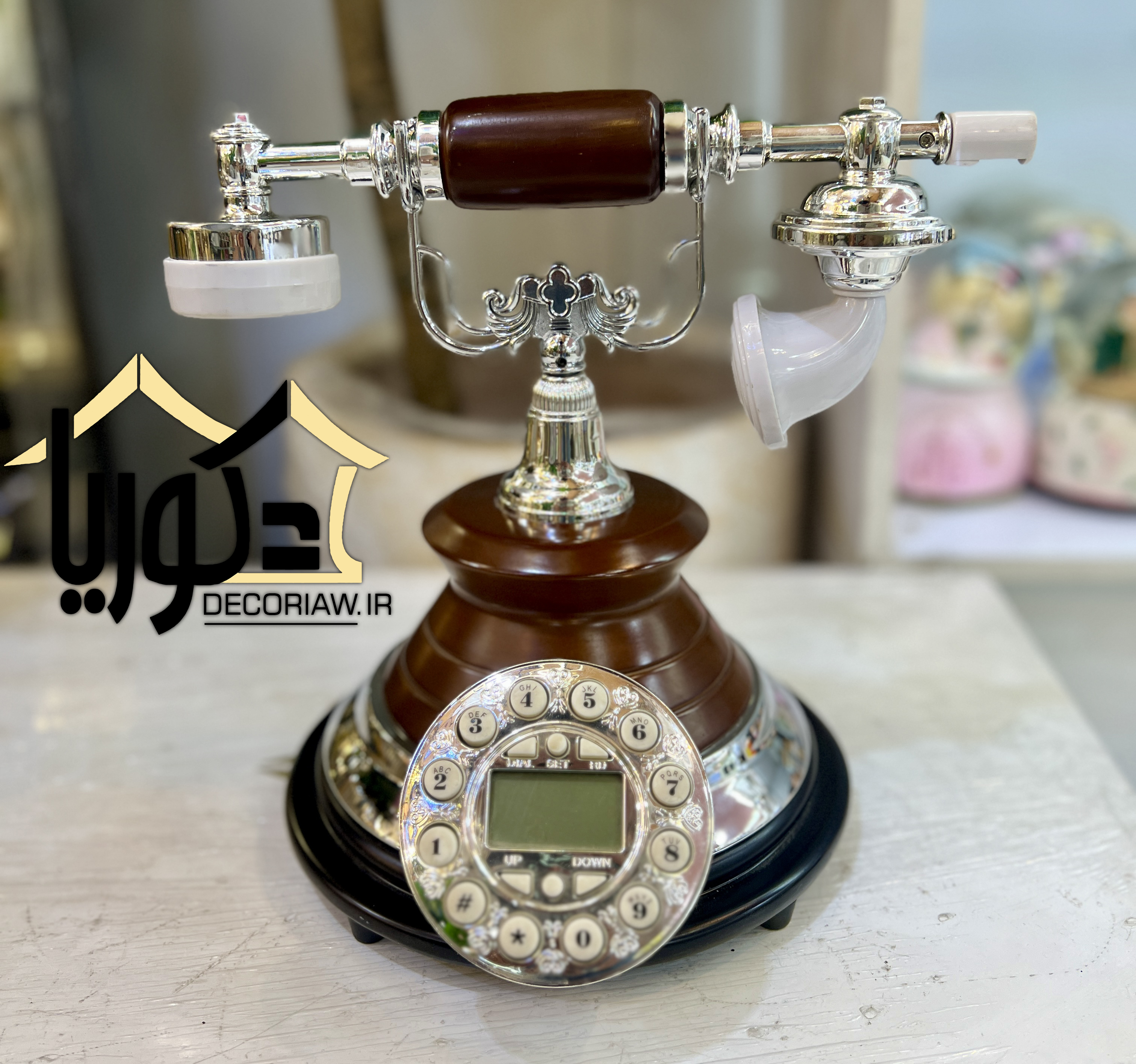 تلفن رومیزی چوبی الگانت همراه با آیدی کالر کد Elg/02